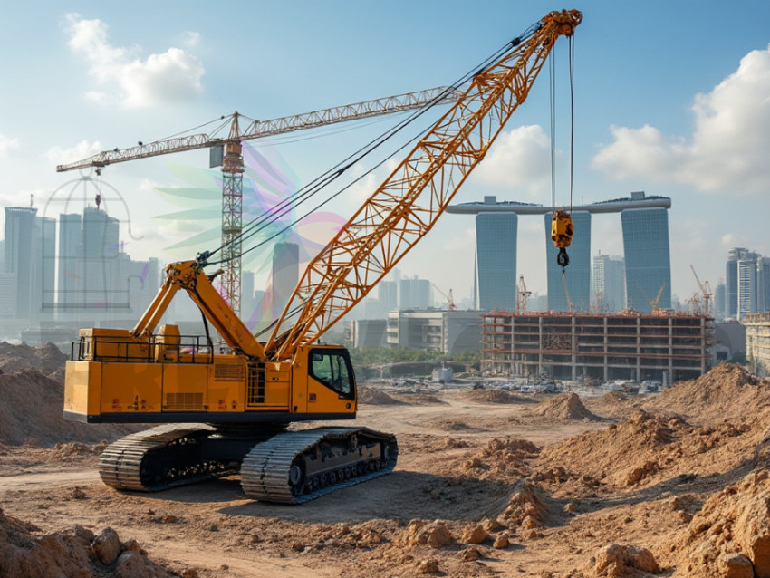 Visual of work done with a crane at the construction site - crane jpg