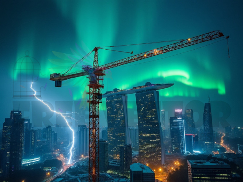 Visual of work done with a crane at the construction site - Singapur crane service