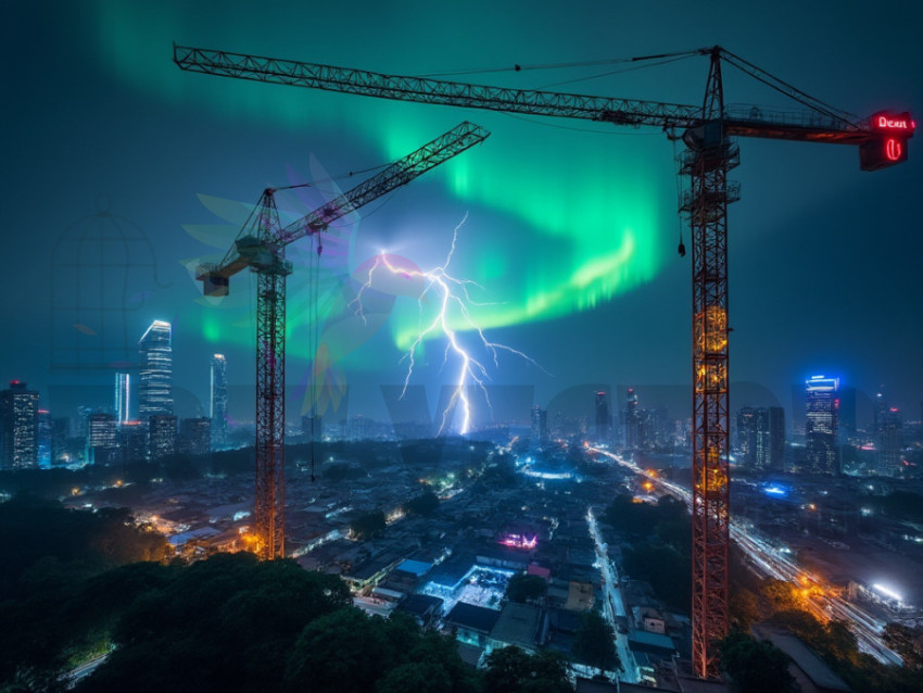 Visual of work done with a crane at the construction site - crane service