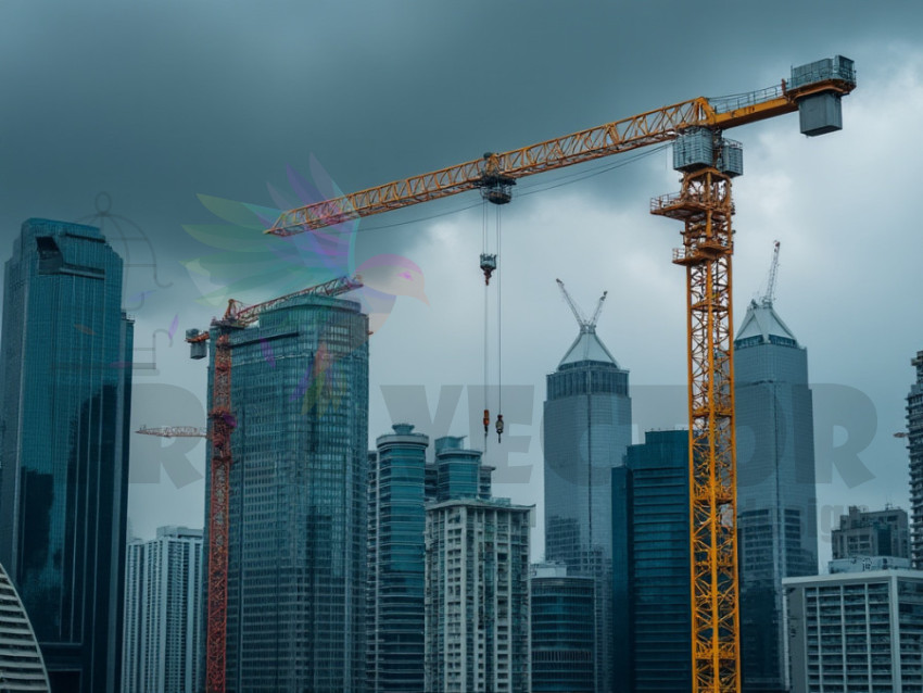 Visual of work done with a crane at the construction site - crane jpg