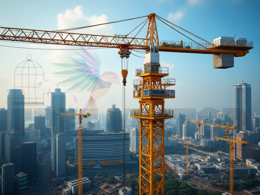 Visual of work done with a crane at the construction site - crane jpg
