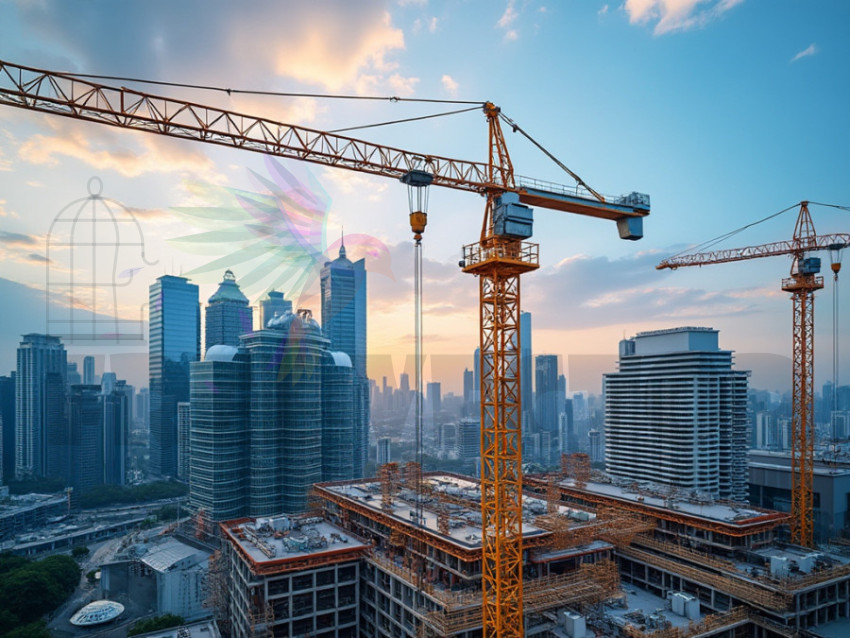 Visual of work done with a crane at the construction site - crane jpg
