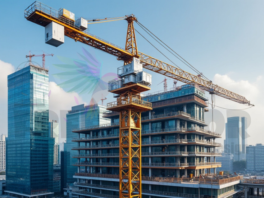 Visual of work done with a crane at the construction site - crane jpg